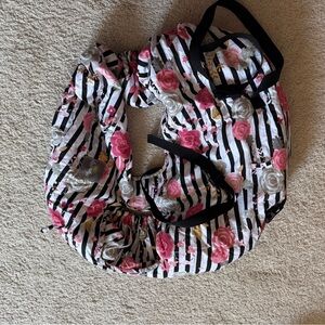 Itzy Ritzy Black and White Striped Floral Bag